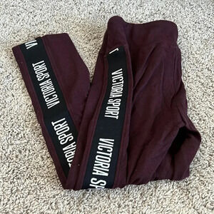 Victorias Secret Sport Cropped Maroon Logo Leggings
